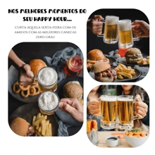 Kit 2 Canecas Zero Grau Chop Cerveja Vinho 380ml Em Vidro de Congelar