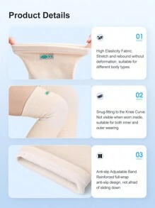 Cofoe 1 Pair Compression Elastic Knee Support Sleeve Breathable & High For Basketball Kettlebell Gym Accessories Knee Support Sports Knee Pads Gym Knee Pads - Khaki - View 8