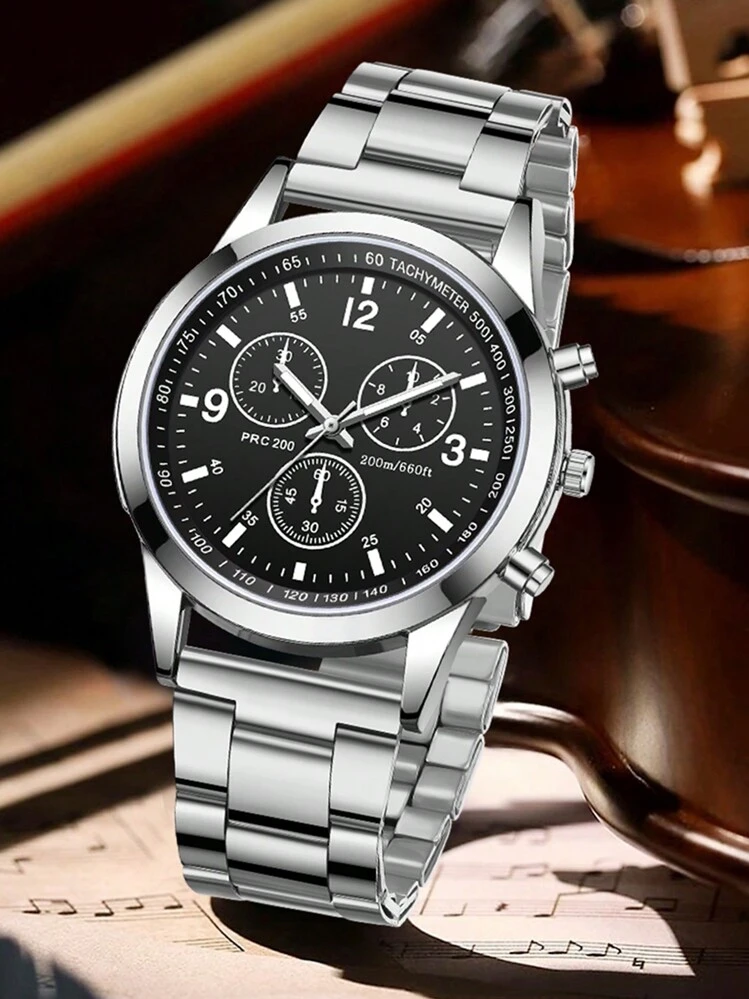 1pc Men's Silver Strap Casual Business Classic Three-Eye Quartz Watch, Suitable For Daily Wear Or As A Gift - one-size - View 10
