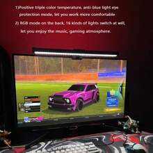 1pc 6w Led Monitor Mount Lamp With Dual Color Temperature, Touch Dimming, Eye Protection & Blue Light Blocking, Asymmetric Computer Screen Light - Black - View 12