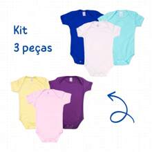 Promotion KIT 3 Plain Short Sleeve Baby Bodysuits (Assorted Colors) - Red - View 2