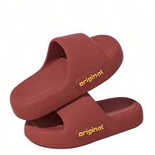 Simple Letter Design Slippers, Casual Open Toed Soft Soled Shoes, Comfortable Indoor Home Bathroom Slippers