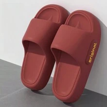 Simple Letter Design Slippers, Casual Open Toed Soft Soled Shoes, Comfortable Indoor Home Bathroom Slippers