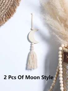 两件套装饰挂件 - 波西米亚风新月星墙饰，配流苏和木珠，完美适用于各种家居装饰，简约乡村风家居及精神空间装饰，家居装饰，房间装饰，墙饰，生日、毕业、开斋节等节日礼物 - 彩色 - 查看 7