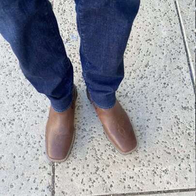 Men's Western Cowboy Boots  Square Toe Chelsea Style, Ankle Height, Casual And Retro Stylish. Brown Boots For A Classic Look.