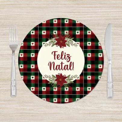 Kit de 4 Capas para Sousplat Decoração de Natal para Mesa 35X35 cm Feliz Natal