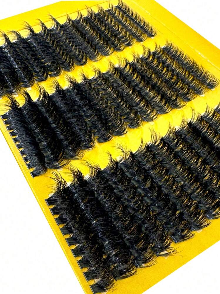 Hàng mới 351 chiếc/hộp, 13 hàng, 60+80+100 sợi chân mi, độ dày 0.07mm, mi giả lông chồn siêu mịn, độ dài hỗn hợp 10-18mm, kiểu mi 3D Russian Volume, hộp đen vàng, thích hợp sử dụng hàng ngày. - màu đen - Xem 8