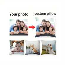 1PC Custom Personalized Photo Pillowcase, Pillow Cover, Polyester, Pillow Case Only, Ideal For Living Room, Bedroom, Sofa, Lovely Gift, Creative Anniversary Gift, Valentine's Day, Birthday Gift, Mother's Day Gift, Father's Day Gift, Best Friend Gift, Gift For Grandpa/Grandma, Mom/Dad, Gift For Girlfriend/Boyfriend