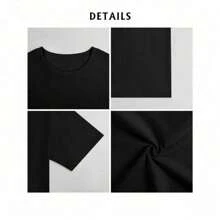 Vibrant Mexican Print Short Sleeve Crew Neck T-Shirt - Soft Micro 100% Cotton, Machine Washable, Regular Length, Casual Drawing Print Top For Women - Perfect For Summer And Spring - màu đen - Xem 3