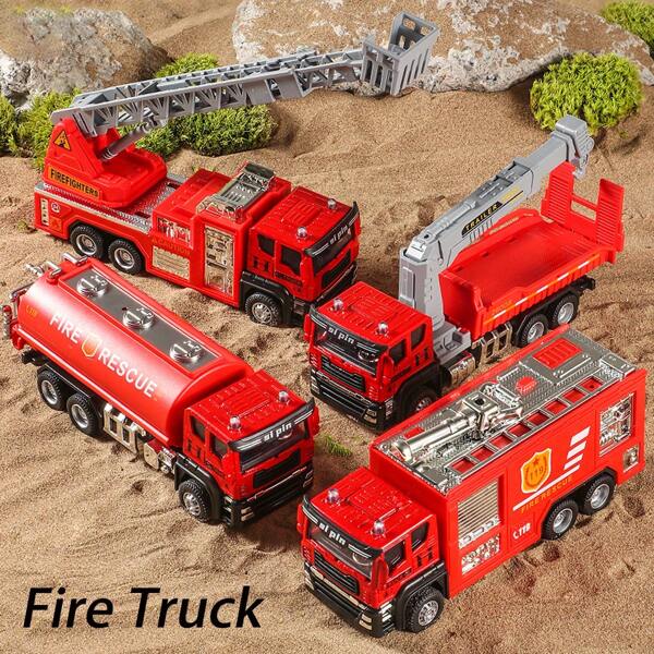 1 Pc Fire Truck, Diecast Engineering Vehicle Fire Engine Excavator Mixer Dump Car Model Simulation Alloy Head Dumper Tanker Toys For Kids Boy,Back To School