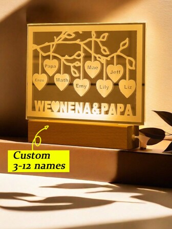 1 Peça Luz Noturna com Nomes da Família, Presente do Dia das Mães, Luz Noturna da Árvore Genealógica, Luz Noturna Personalizada com Nomes dos Filhos, Presentes para Avó, Mamãe, Mãe, Multifuncional, de Alta Qualidade, Personalizado, para Sala de Chá, Casa, Jardim, Escritório, para Aniversários, Dia dos Namorados, Dia das Mães, Aniversários, Dia dos Pais, Formatura, Casamento, Inauguração da Casa, Suprimentos de Decoração Doméstica Personalizada