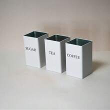 3 件套高品质密封罐，带白色和黑色金属盖，适合储存咖啡豆、茶叶、糖 - 适用于餐厅、厨房、客厅 - 彩色 - 查看 3