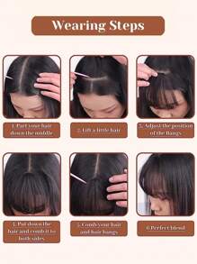 Natural Straight Synthetic Bangs High Temperature Fiber Clip-In Full Bangs With Fringe Of Hair 6 Inch Elegant Women's Clip-In Synthetic Hair Bangs With Sideburns - Perfect For Daily Use & Instant Style Upgrade Synthetic Women's Hair Short Straight Bangs Brown Black Red Wig Clip In Hairpieces For Black Heat Resistant Fiber