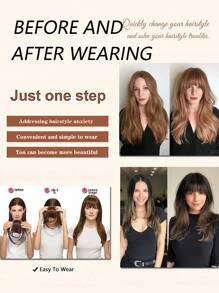 Natural Straight Synthetic Bangs High Temperature Fiber Clip-In Full Bangs With Fringe Of Hair 6 Inch Elegant Women's Clip-In Synthetic Hair Bangs With Sideburns - Perfect For Daily Use & Instant Style Upgrade Synthetic Women's Hair Short Straight Bangs Brown Black Red Wig Clip In Hairpieces For Black Heat Resistant Fiber