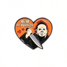 1pc English European And American Film And Television Peripheral Horror Style Love Brooch Metal Badge Pin For Clothes Bag Charm School