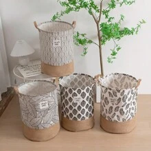 1 pieza Cesto de ropa con estampado de hojas, cesto de lavandería, cesta organizadora de baño, cesta, cesta de almacenamiento, cesto de ropa plegable