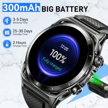 EIGIIS Sports Smart Watch For Men Answer Make Calls Message Notification 1.43" AMOLED Full Touch Screen Sleep Monitor Step Counter Music Playback Weather Forecast Remote Camera Control Compatible With IOS Android - black skin and black thread - View 4
