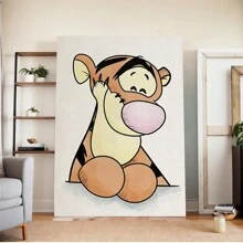 Charming Tiger-Inspired Plush Canvas Art Print -  Wall Decor For Living Room, Bedroom, Office & Cafe, Perfect For Room Decor - Framed - View 1