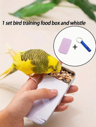 Parrot Training Set: Multicolor Bird Feeding Bowl And Whistle - Durable Iron Material, Suitable For Hand-Feeding Pet Birds, Pet Supplies (Random Color)