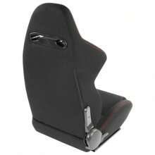 Pair Universal Black Woven Fabric Red Double Stitching Reclinable Racing Seats