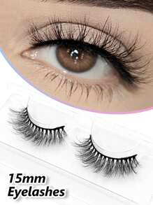 Asiteo 1 Pair 3D Effect Faux Mink Eyelashes, Natural & Soft For Everyday Wear - Black - View 2
