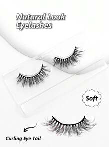 Asiteo 1 Pair 3D Effect Faux Mink Eyelashes, Natural & Soft For Everyday Wear - Black - View 3