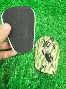 1 Pair 10*6cm Anti-Slip Shock-Absorbing Men's Mini Soccer Shin Guards, Lightweight Dribbling Pattern, PBT Material, Impact-Resistant And Breathable - Olive Green - View 4