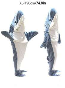 Novel Cartoons, Strange And Interesting Shark Pajamas, Hats And Warm Flannel Robes, Blankets Suitable For Halloween Party Costume Role-Playing - Blue - View 10