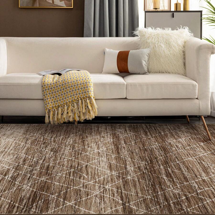 Modern Geometric Area Rug Machine Washable Area Rug Super Soft Rug Stain Resistant Non-Slip Foldable Rug For Living Room Bedroom Playroom Office