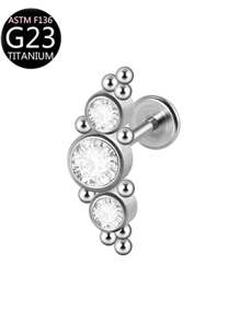 1 pièce Boucle d'oreille en titane G23 et F136 avec strass, anneau de lèvre à filetage interne 16G, bijoux pour piercings