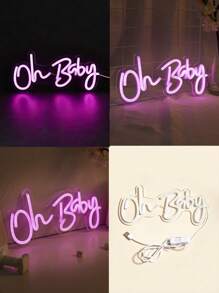 Chi-Buy 可爱 LED 霓虹灯字母灯牌“Oh Baby”、“Beauty”、“Bride To Be”，霓虹灯挂饰，家居装饰灯，USB 供电，适用于生日派对、新年、圣诞节、情人节装饰 - 彩色 - 查看 6