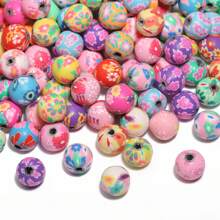 混色花朵聚合物粘土隔珠适用于珠宝制作 DIY 手链项链配件 6 8 10 12 毫米