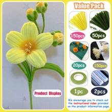 373pcs DIY Craft Kit For Making Bougainvillea Flowers, Fabric Floral Craft Set, With Video Tutorial, Hibiscus Flowers Rose Pipe Cleaners Flower Set For Valentine's, Mother'S Day & Easter Gifts