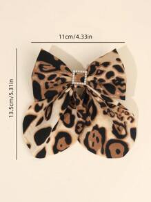2pcs Leopard Pattern Hair Bow Clips For Teen Girls ,Exquisite Square Rhinestone Decor Hair Pins ,Velvet Alligator Clips ,Teen Teens Hair Accessories ,Perfect Gifts For Girls - Multicolor - View 4