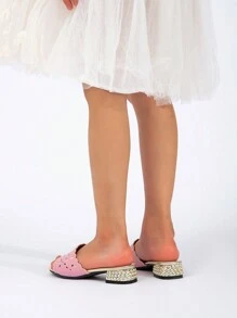 1 Pair Fashionable, Elegant, Versatile And Luxurious Girl's High Heel Sandals