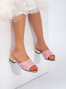 1 Pair Fashionable, Elegant, Versatile And Luxurious Girl's High Heel Sandals