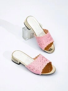1 Pair Fashionable, Elegant, Versatile And Luxurious Girl's High Heel Sandals