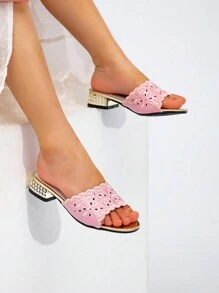 1 Pair Fashionable, Elegant, Versatile And Luxurious Girl's High Heel Sandals