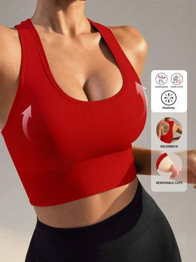 Yefecy Sports Bras Women High Support, Seamless Padded Racerback Yoga Gym Running Workout