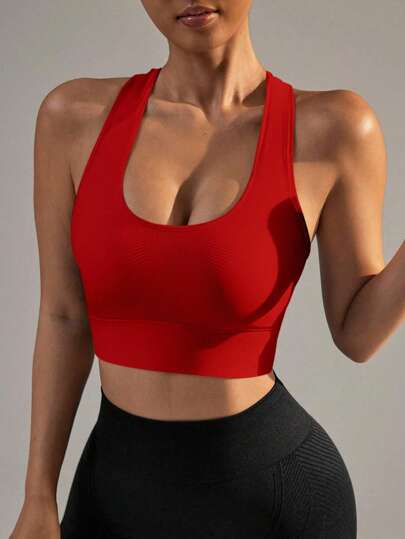 Yefecy Sports Bras Women High Support, Seamless Padded Racerback Yoga Gym Running Workout view 4