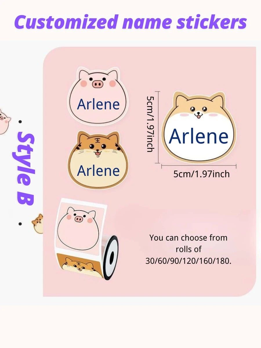 Autocollants colorés personnalisés de style dessin animé en différentes tailles : 30/60/90/120/150/180 pièces, imperméables, résistants à l'huile, résistants aux déchirures, étiquettes adorables pour la maison, le bureau, la papeterie, les tasses - Cadeaux parfaits pour le Nouvel An des enfants