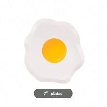 Omelette Shaped Party Plates,Fried Eggs And Bacon Paper Plates For Breakfast Party, Brunch, Pajama Party, Birthday Decorations