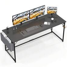 Devoko Computer Desk, Small Office Desk And Workstation For Home Office Study Bedroom 140cm Industrial Style Metal Frame Black - Black - View 2