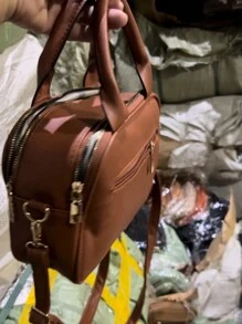 Modern Women's Handbag With Multiple Zippers For Carrying - Màu be - Xem 2