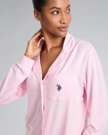 U.S. Polo Assn. Womens Pajama Sets - Long Sleeve Button Down Shirt And Pajama Pants Sleepwear Lounge Sets - 芭蕾舞女演員 - 查看 4