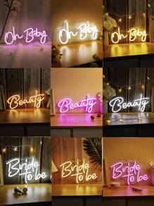Chi-Buy 可爱 LED 霓虹灯字母灯牌“Oh Baby”、“Beauty”、“Bride To Be”，霓虹灯挂饰，家居装饰灯，USB 供电，适用于生日派对、新年、圣诞节、情人节装饰 - 彩色 - 查看 1