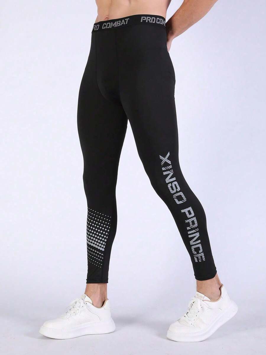 Boyfriend Style Men's Thermal Compression Pants, Sports Running Leggings