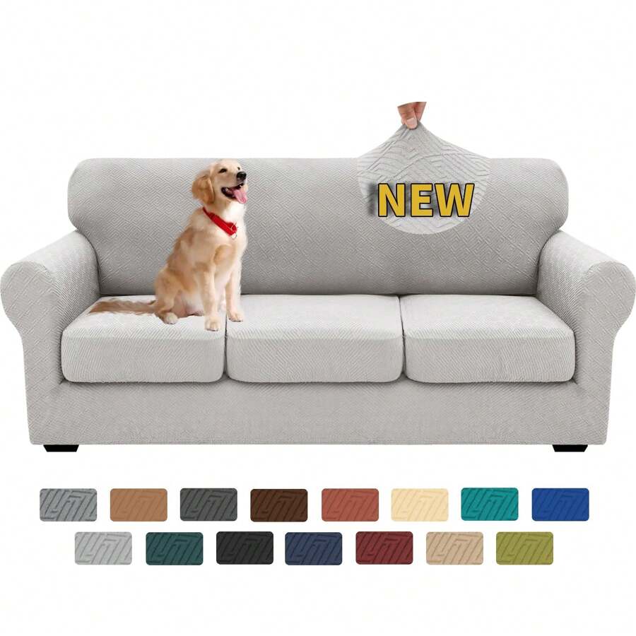 1/2/3/4 Seater Armchair Cover Super Elastic Chair Cover Living Room Pet Dog Universal Non-Slip Chair Cover Armchair Furniture Protection Cover - 銀色 - 查看 1