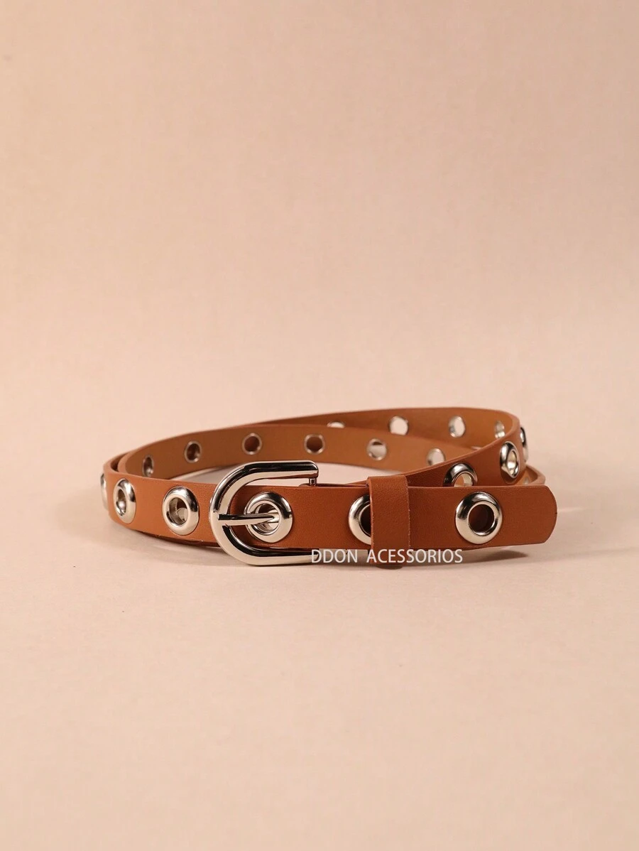 Women's Punk Rock Metal Belt SILVER - Óxido marrón - Ver 1