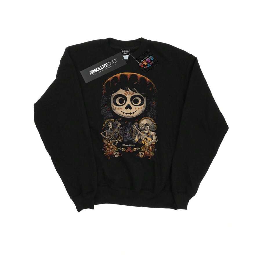 Disney Sudadera con estampado del rostro de Coco Miguel para hombre (Negro) - Negro - Ver 1